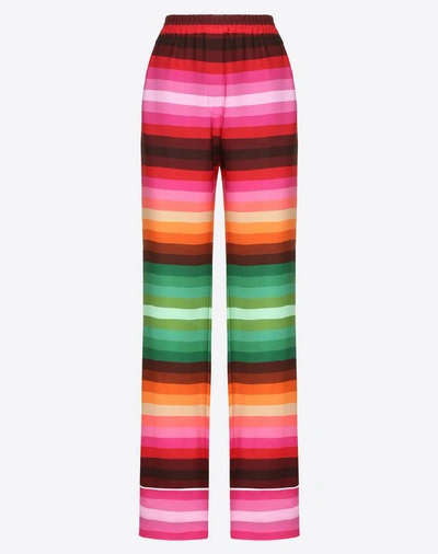 Shop Valentino Bayadère Crepe De Chine Pajama Pants In Multicolored