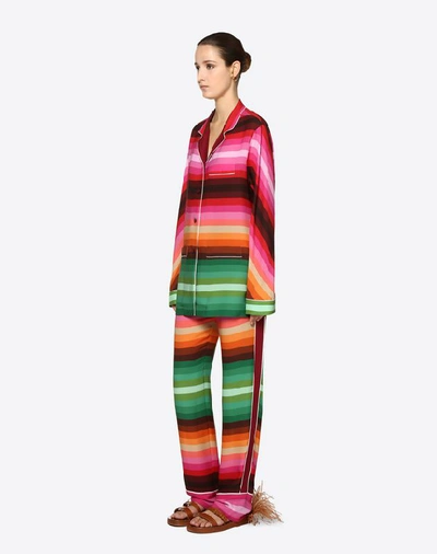 Shop Valentino Bayadère Crepe De Chine Pajama Pants In Multicolored