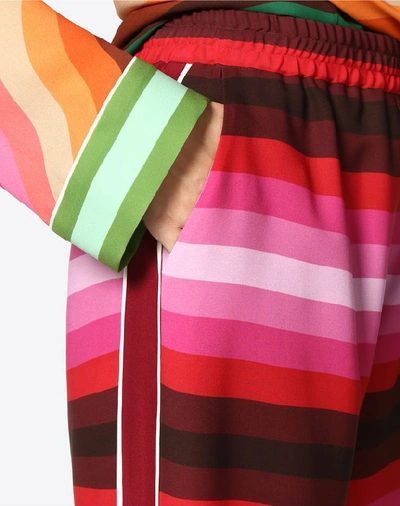 Shop Valentino Bayadère Crepe De Chine Pajama Pants In Multicolored
