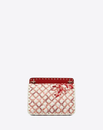 Shop Valentino Medium Canvas Coral Embroidery Rockstud Spike.it Bag In Multicolored