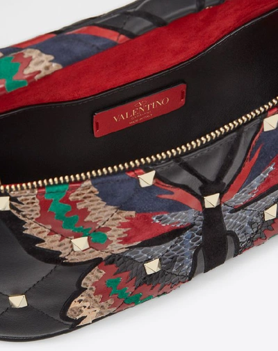 Shop Valentino Garavani Quilted Butterfly Boomstud Belt Bag Women Black 100% Calfskin Onesize