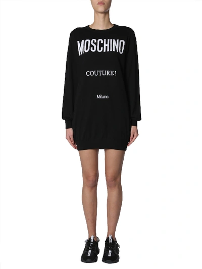 Shop Moschino Knit Dress In Black