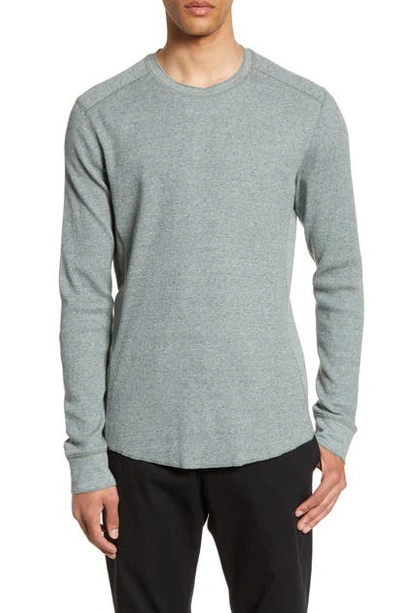 Shop Vince Slim Fit Waffle Knit Long Sleeve T-shirt In H Aqua Marine/ H Med Grey
