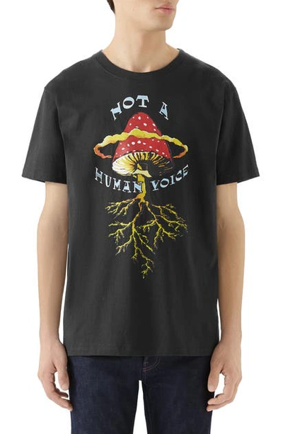 Shop Gucci Not A Human Voice Graphic T-shirt In Milk/ Green/ Red