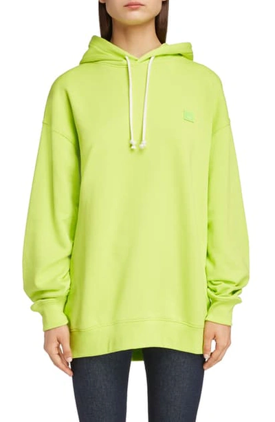 Acne Studios Farrin Face Oversize Hoodie In Lime Green