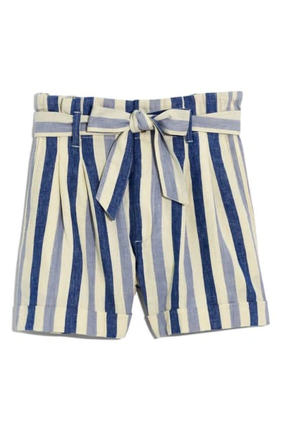 Shop Madewell Stripe Paperbag Shorts In Samantha Stripe Saratoga Blue