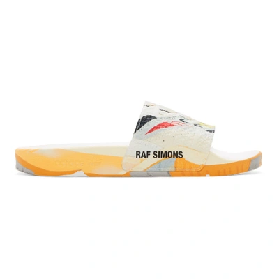 Shop Raf Simons White Adidas Originals Edition Torsion Adilette Slides In 01099 Whblk