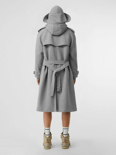 Shop Burberry Cotton Jersey Trench Coat In Pale Grey Melange