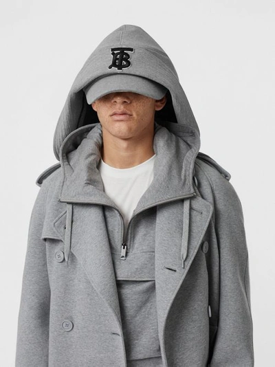 Shop Burberry Cotton Jersey Trench Coat In Pale Grey Melange