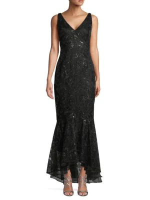 calvin klein black sequin gown