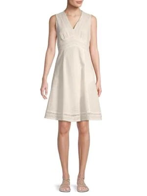 white eyelet fit and flare dress