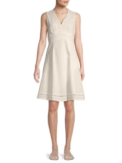Shop Calvin Klein Mini Eyelet Fit-and-flare Dress In White