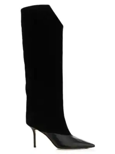 Shop Jimmy Choo Women's Brelan Tall Suede & Leather Boots In Black