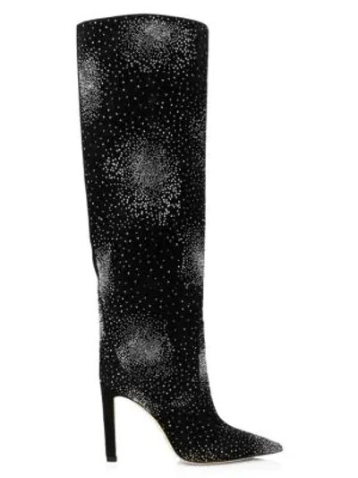 Shop Jimmy Choo Women's Mavis Tall Embellished Suede Boots In Black