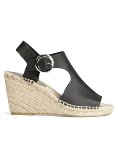 Shop Via Spiga Nolan Cutout Leather Espadrille Wedge Sandals In Black
