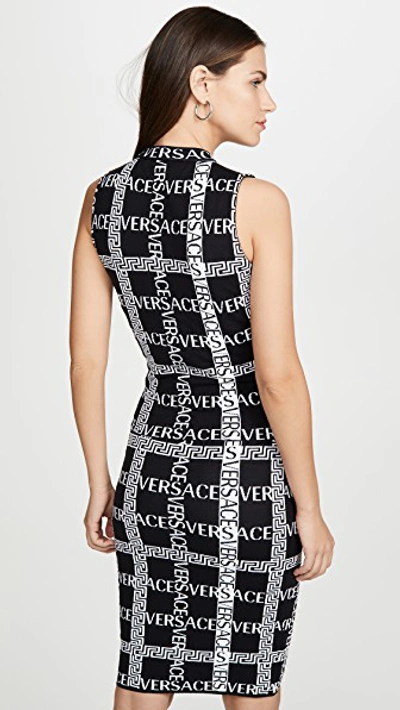 Shop Versace Logo Sleeveless Sweater In Black/white
