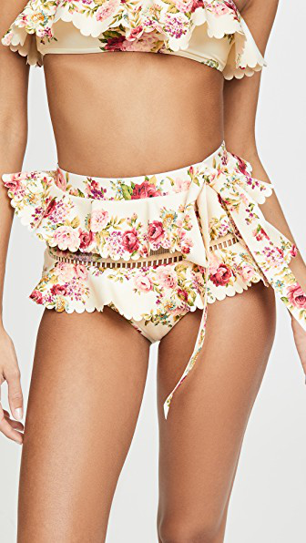 high waisted frill bikini bottoms