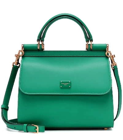 Shop Dolce & Gabbana Sicily Small 58 Leather Shoulder Bag In Green