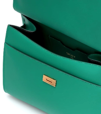 Shop Dolce & Gabbana Sicily Small 58 Leather Shoulder Bag In Green