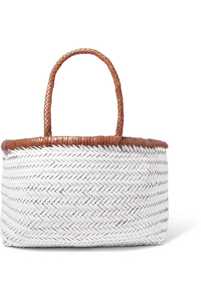 Shop Dragon Diffusion Bamboo Triple Jump Woven Leather Tote In White