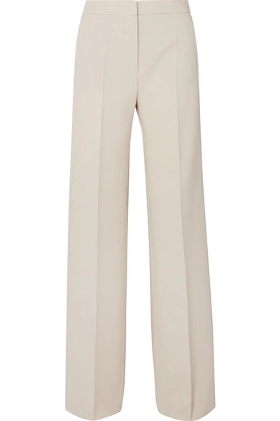 Shop Max Mara Wool-blend Crepe Wide-leg Pants In Beige