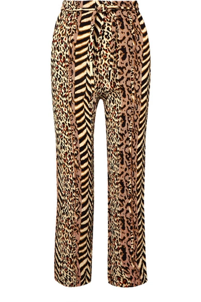 Shop Nanushka Luma Paneled Printed Crinkled-voile Straight-leg Pants
