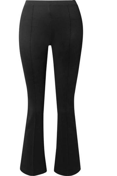 Shop Helmut Lang Cropped Stretch-jersey Flared Pants In Black