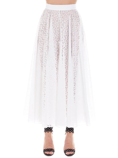 Shop Alaïa Embroidered Flared Skirt In White