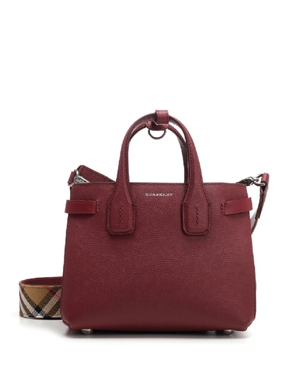 Shop Burberry Baby Banner Tote Bag In Red