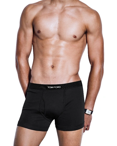 Shop Tom Ford Logo-trim Boxer Briefs In Black