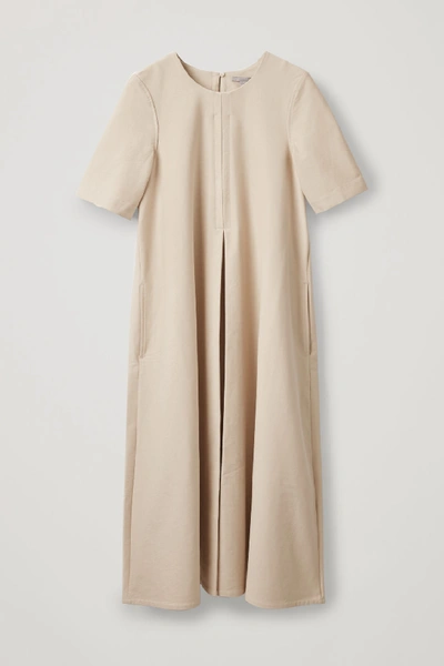Shop Cos Voluminous-skirt Jersey Dress In Beige