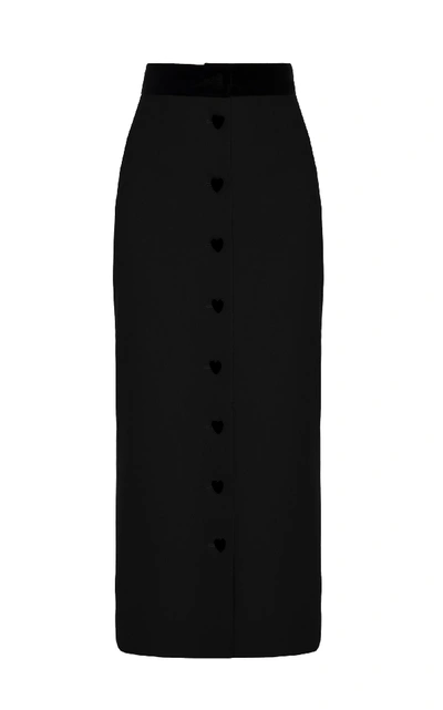 Shop George Keburia High-rise Velvet Buttons Skirt In Black