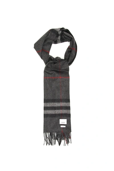 Shop Burberry Giant Check Scarf In Charcoal (grey)