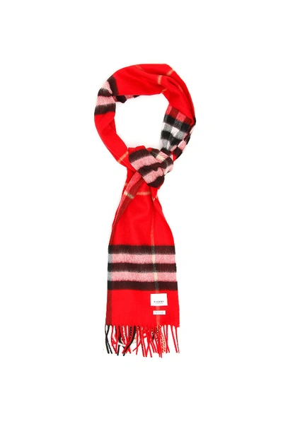 Shop Burberry Giant Check Scarf In Bright Military Red (red)