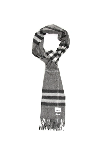 Shop Burberry Giant Check Scarf In Mid Grey (grey)