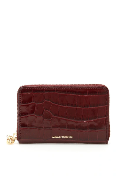 Shop Alexander Mcqueen Skull Zip-around Wallet In Velvet Red (red)
