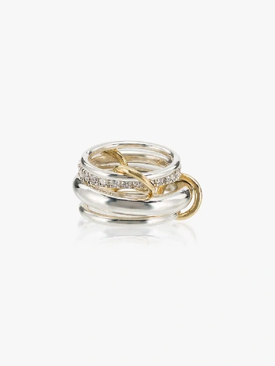 Shop Spinelli Kilcollin Sterling Silver Luna Diamond Ring In White
