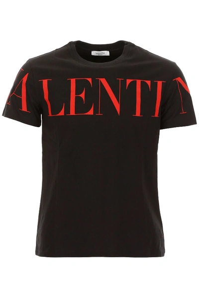 Shop Valentino Logo Print T-shirt In Nero Rosso