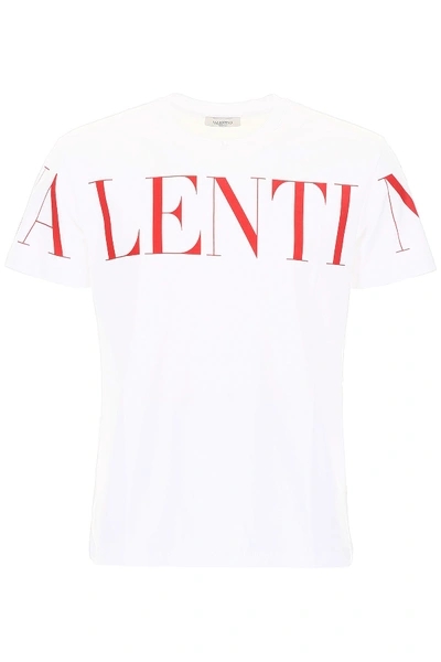Shop Valentino Logo Print T-shirt In Bianco Rosso