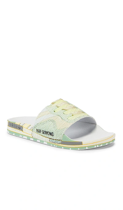 Shop Adidas Originals Adidas By Raf Simons Peach Adilette Slide In White.