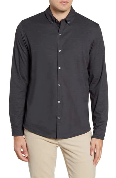 Shop Zachary Prell Glacier Regular Fit Button-down Cotton Blend Knit Shirt In Black