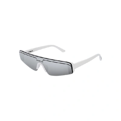 Shop Balenciaga White Rectangle-frame Sunglasses