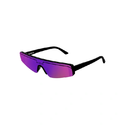 Shop Balenciaga Purple Mirrored Rectangle-frame Sunglasses In Black And Other