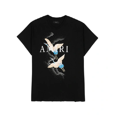 Shop Amiri Crane Printed Cotton T-shirt In Black
