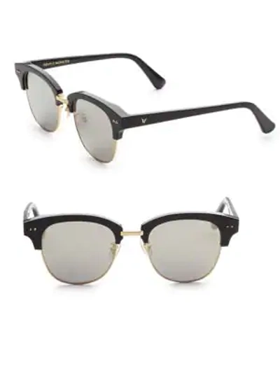 Shop Gentle Monster Second Boss Clubmaster Sunglasses In Silver Black