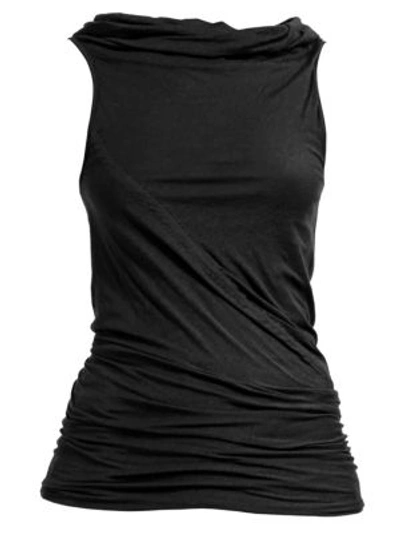 Shop Rick Owens Women's Bonnie Draped Cotton Top In Black