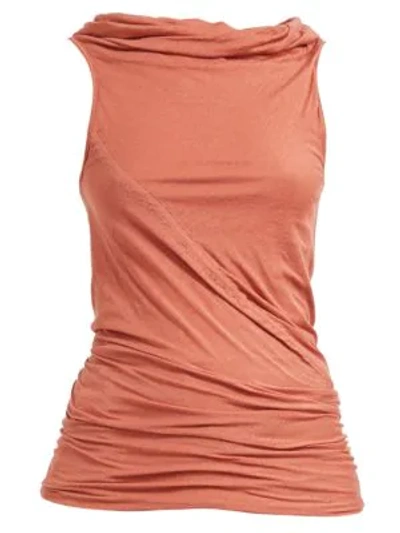 Shop Rick Owens Women's Bonnie Draped Cotton Top In Burnt Pink