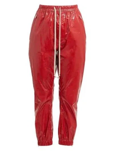 Shop Rick Owens Coated Cropped Track Pants In Cardinal Red