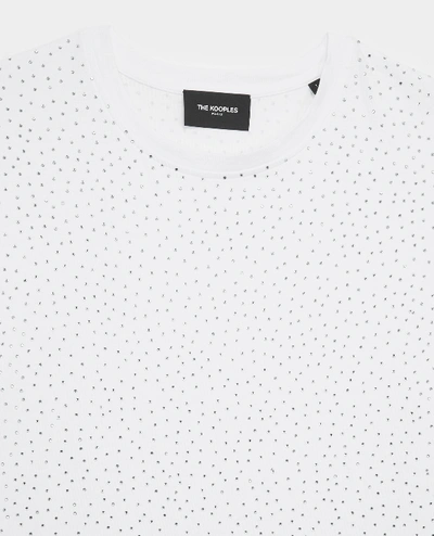 Shop The Kooples Women¿s White Cotton T-shirt With Rhinestones