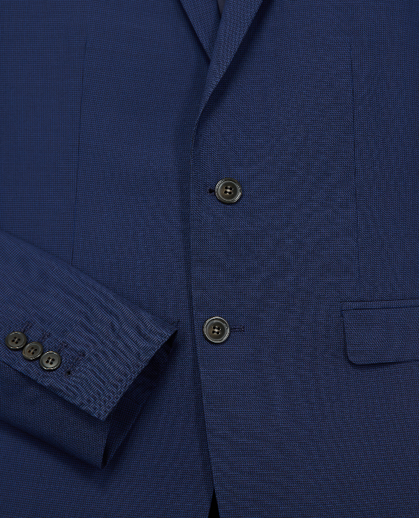 The Kooples Slim-fit, Dark Blue Wool Suit Jacket With Houndstooth Motif ...